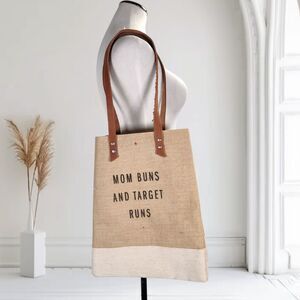 Apolis Global Citizen Wine Tote Bag Natural Mom Buns and Target Runs